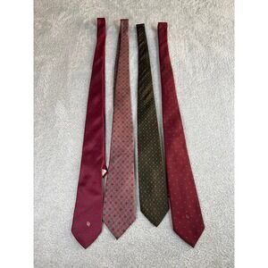 Christian Dior Monsieur Silk Neckties Mens Lot of 4 Red Green Patterned Designer